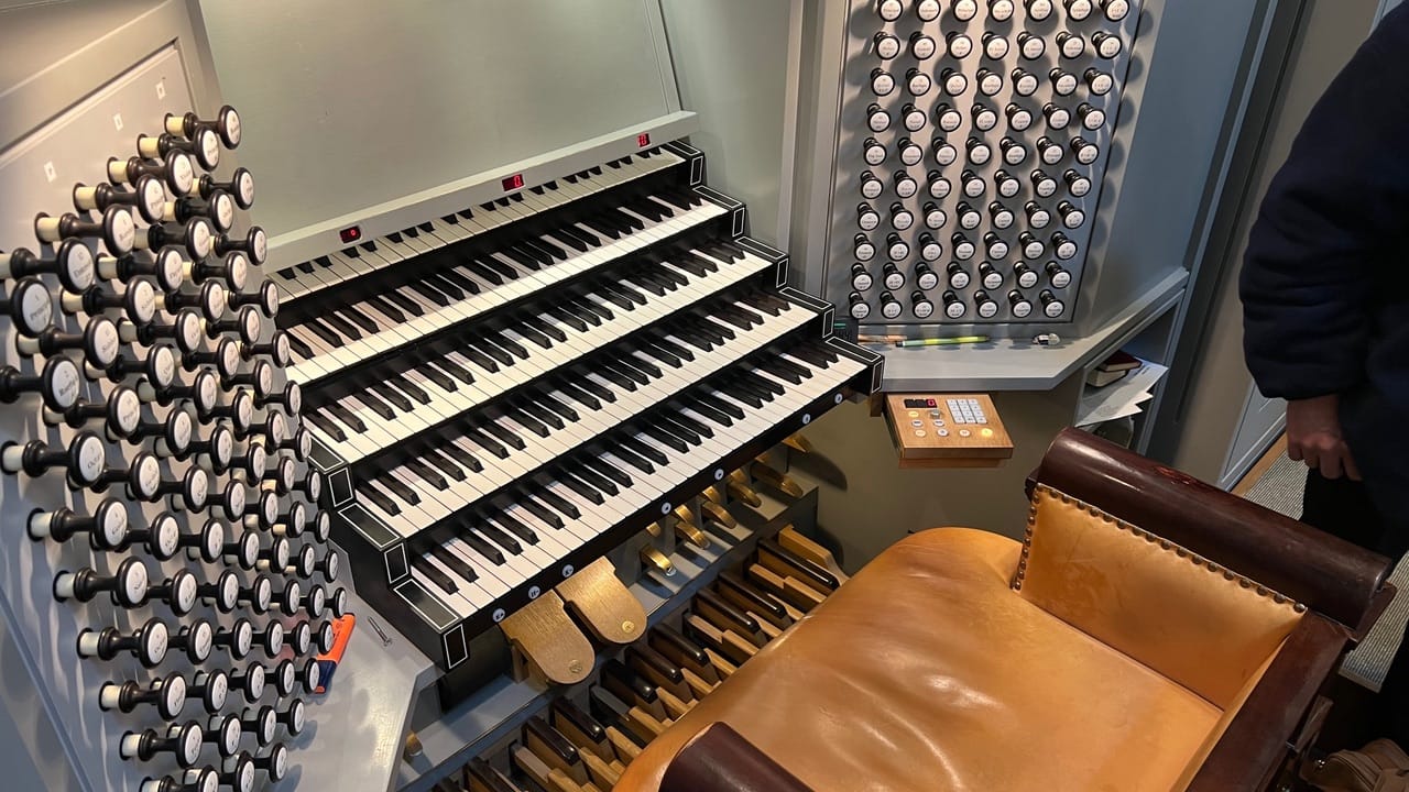 Playing the organ at Copenhagen Cathedral