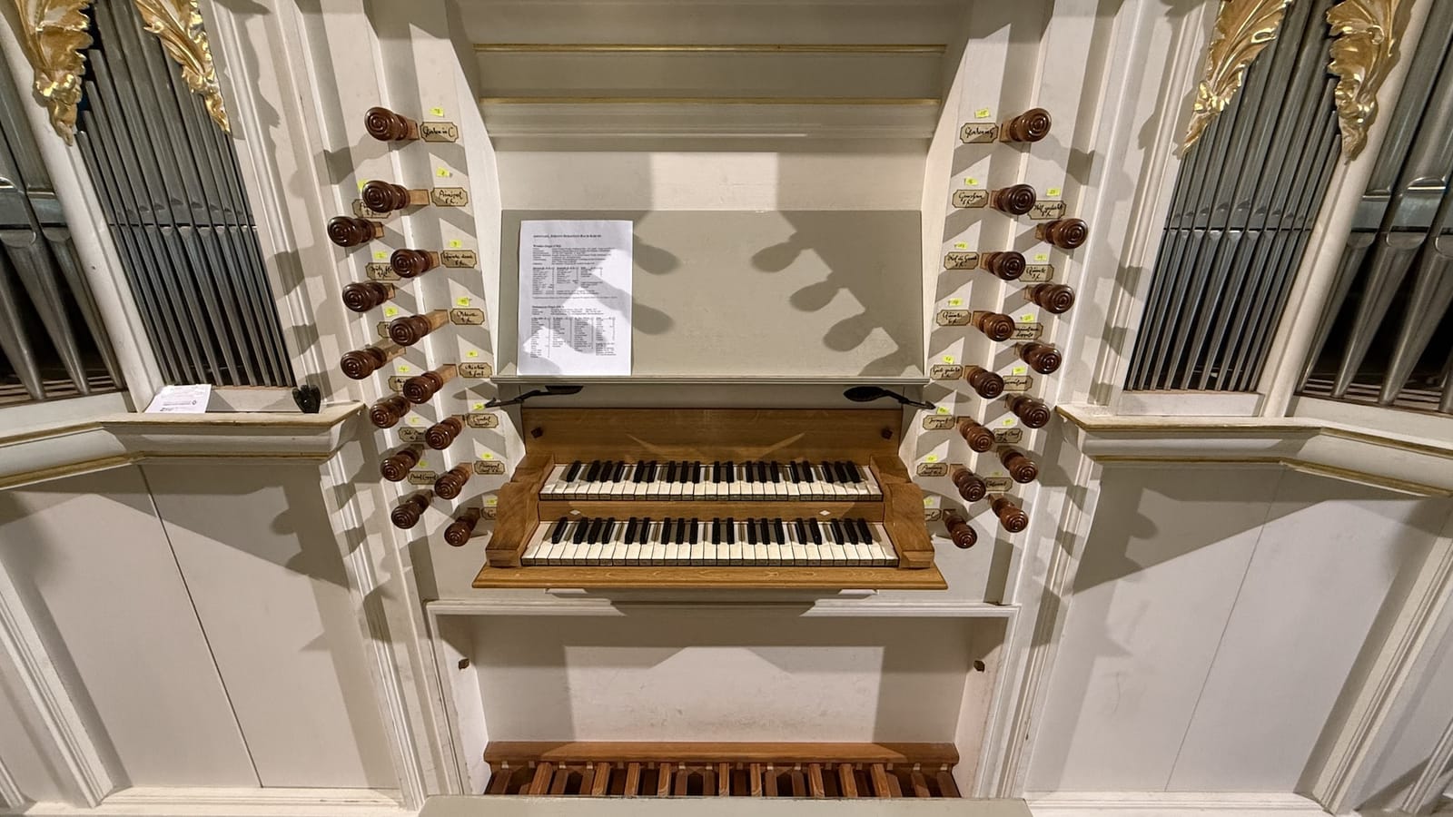 Playing the organ at the Bach church, Arnstadt