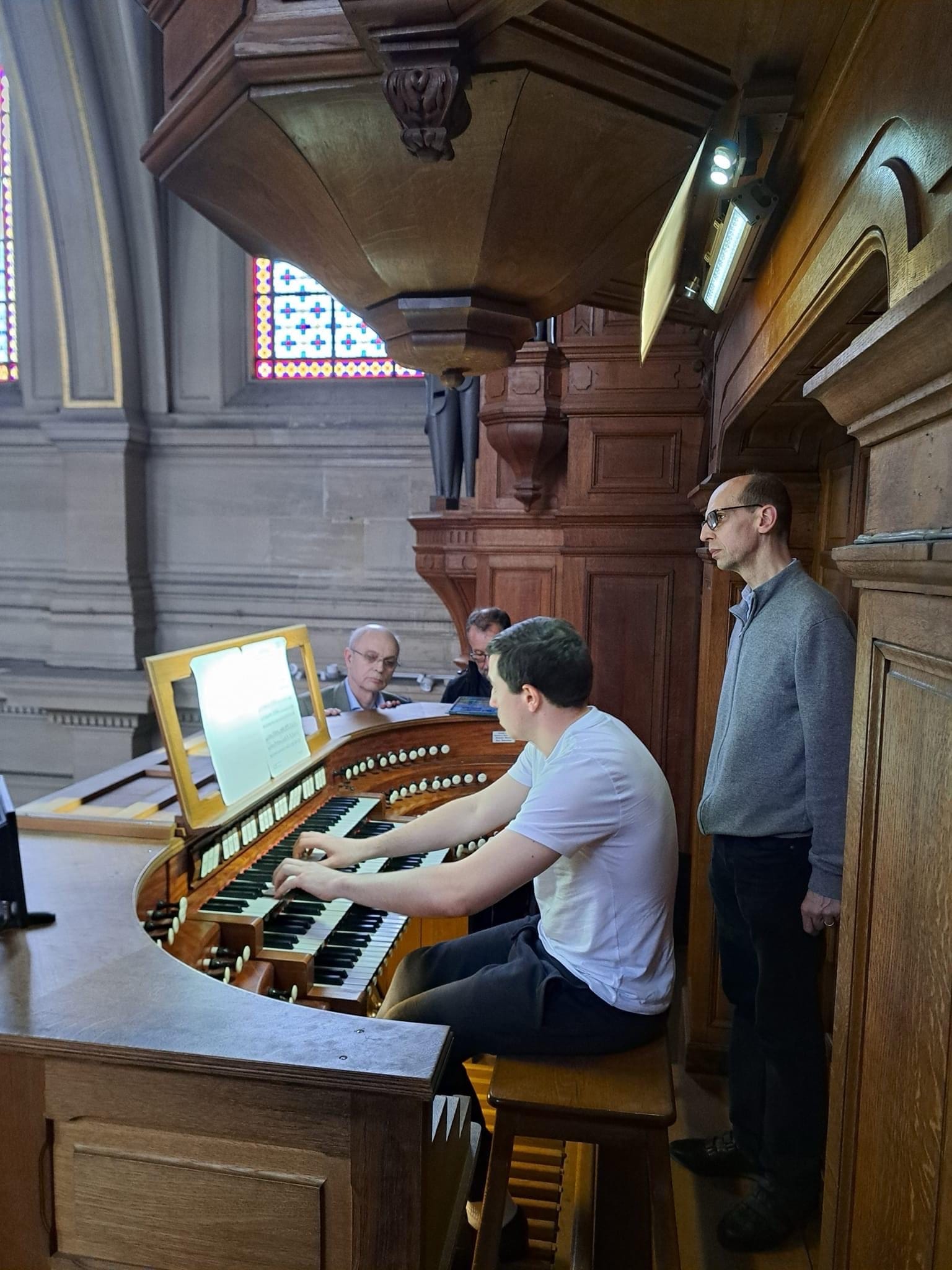 Playing the organ at L'église Notre-Dame-des-Champs, Paris